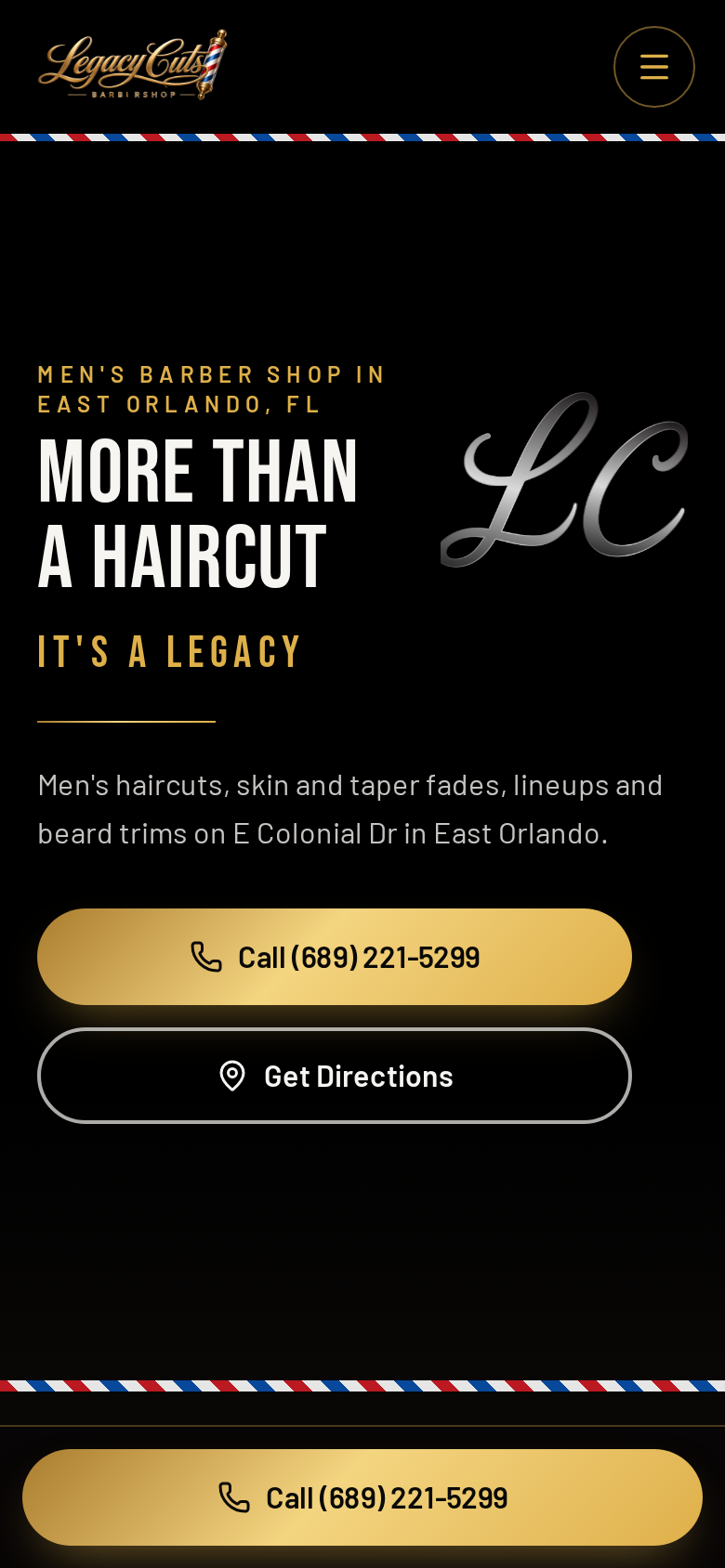 Legacy Cuts website on mobile
